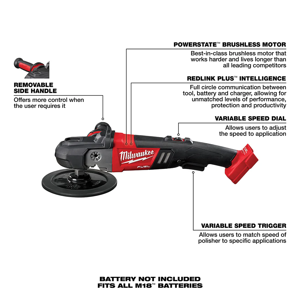 Milwaukee M18 FUEL Cordless 7" Variable Speed Polisher - Tool Only - Image 7