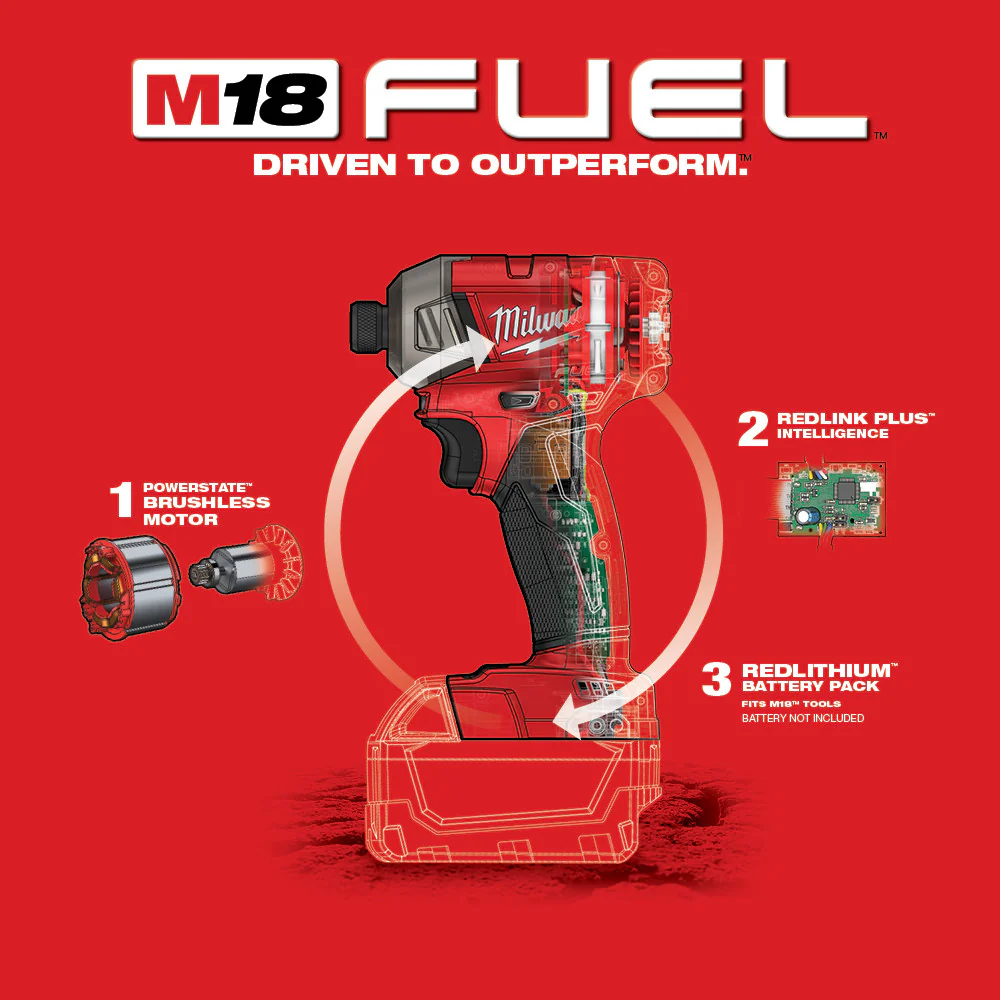 Milwaukee M18 FUEL Cordless SURGE 1/4" Hex Hydraulic Driver  - Tool Only - Image 6