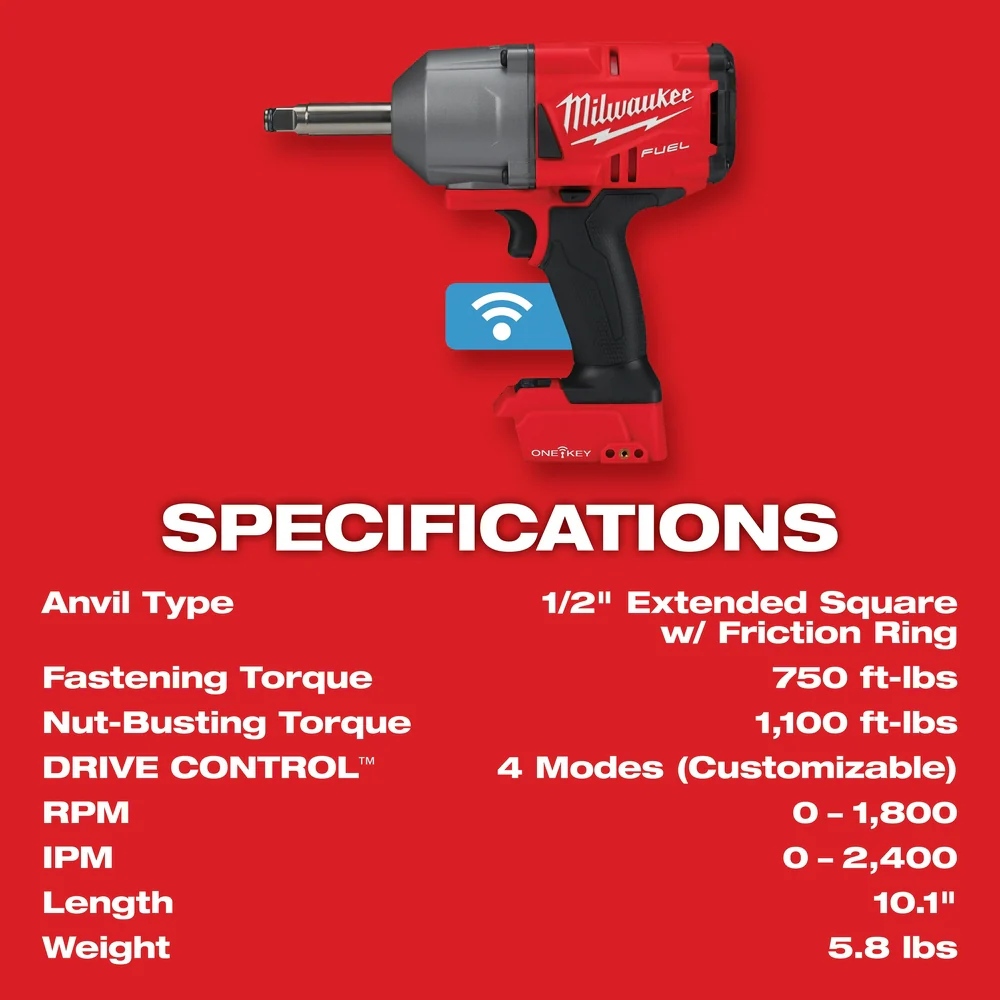 Milwaukee M18 FUEL™ ½” Ext. Anvil Controlled Torque Impact Wrench w/ONE-KEY™ Kit - Image 8