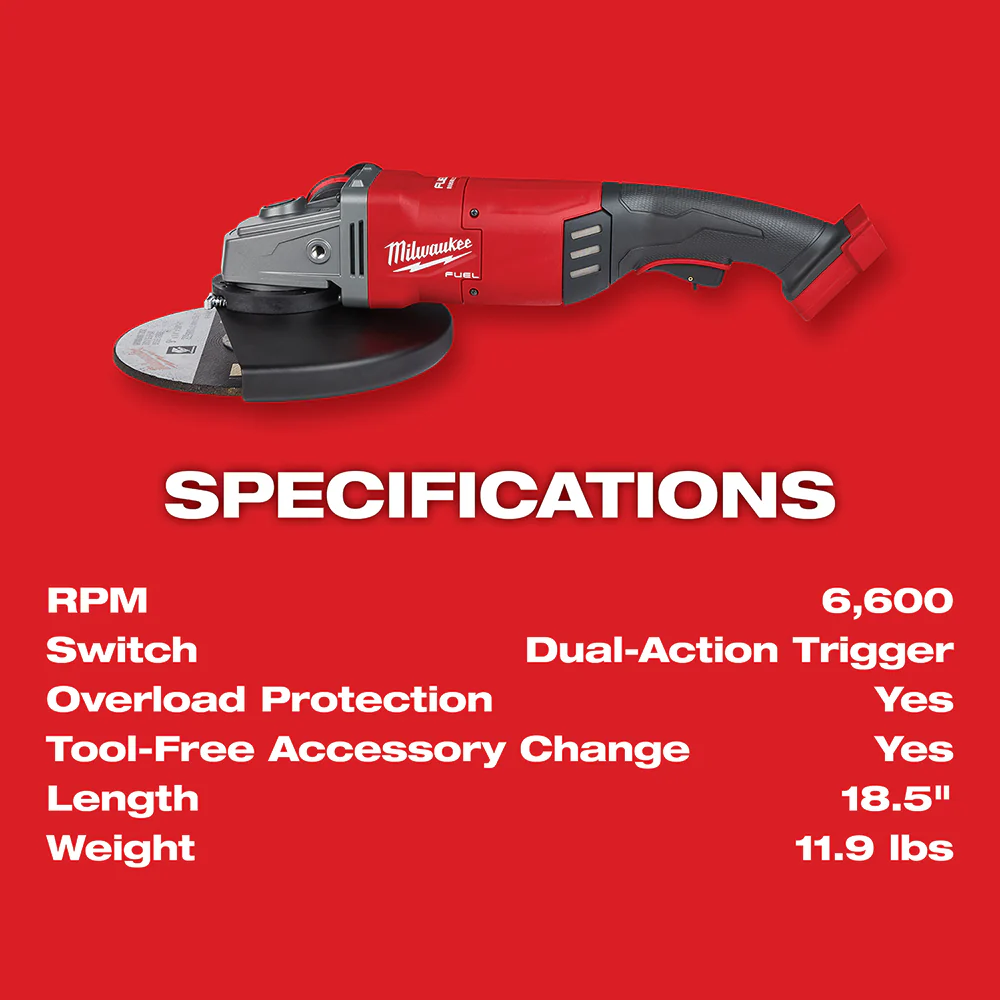 Milwaukee M18 FUEL Cordless 7" / 9" Large Angle Grinder  - Tool Only - Image 8