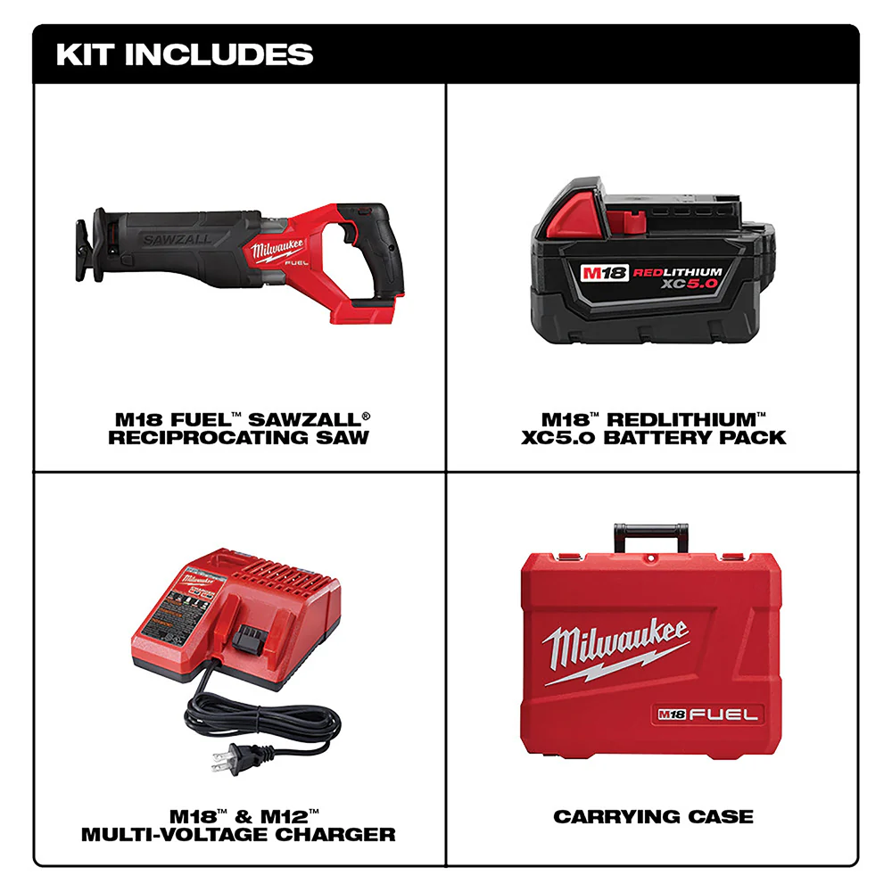 Milwaukee M18 FUEL Cordless SAWZALL Reciprocating Saw 1 Battery Kit - Image 11