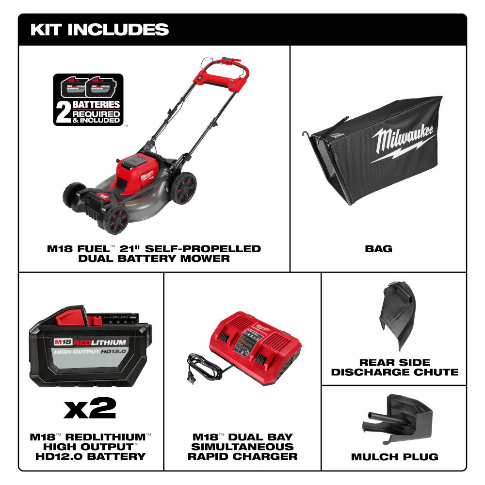 Milwaukee M18 FUEL Cordless 21" Self-Propelled Dual Battery Mower Kit - Image 3