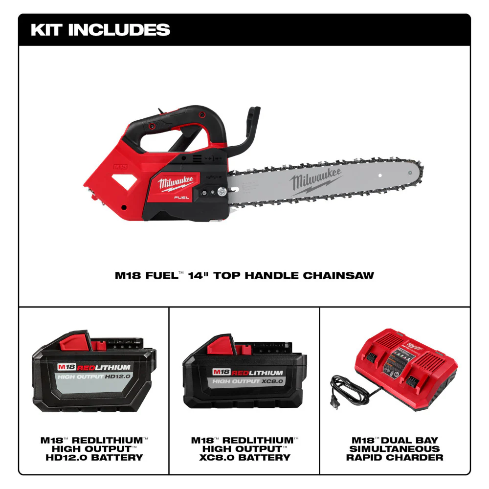 Milwaukee M18 FUEL™ 14" Top Handle Chainsaw 2 Battery Kit - Image 3