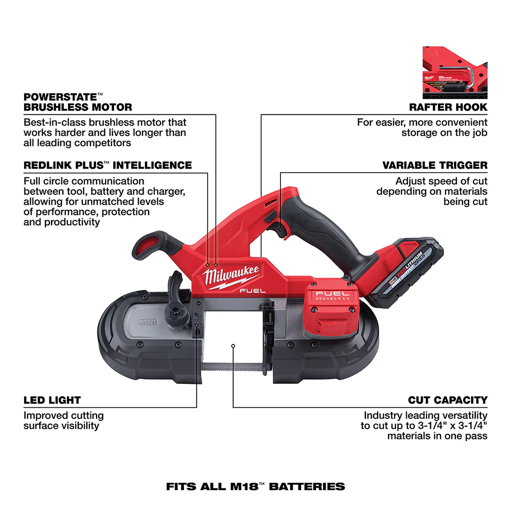 Milwaukee M18 FUEL Cordless Compact Band Saw Kit - Image 7