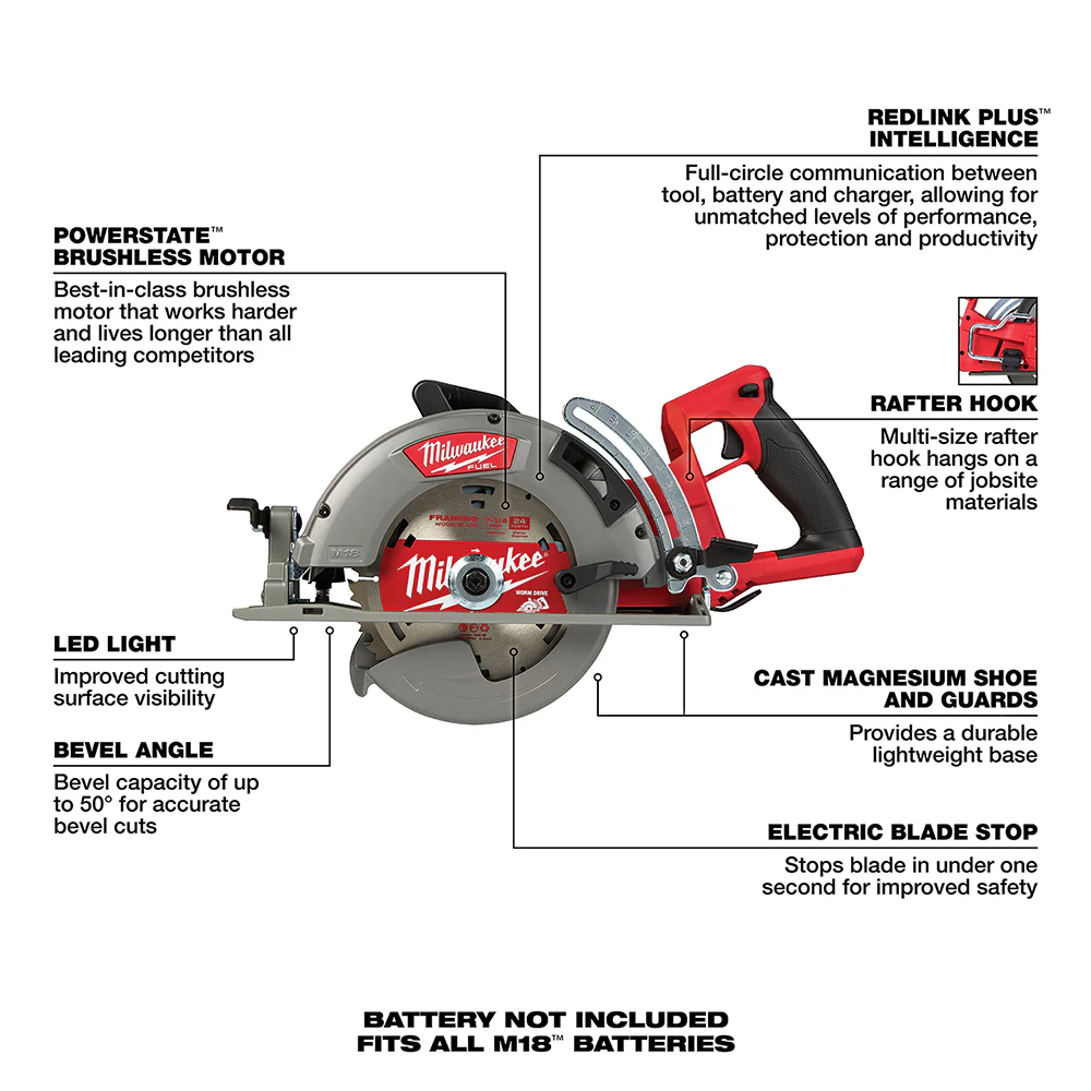 Milwaukee M18 FUEL Cordless Rear Handle 7-1/4" Circular Saw - Tool Only - Image 7