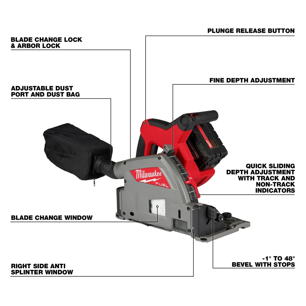 Milwaukee M18 FUEL 6-1/2" Plunge Track Saw Kit - Image 7