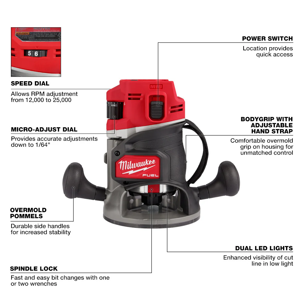 Milwaukee M18 FUEL 1/2" Router - Tool only - Image 4