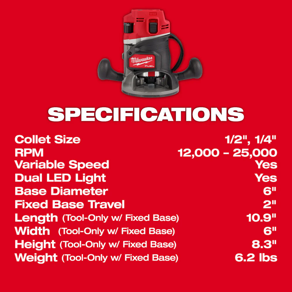 Milwaukee M18 FUEL 1/2" Router - Tool only - Image 8