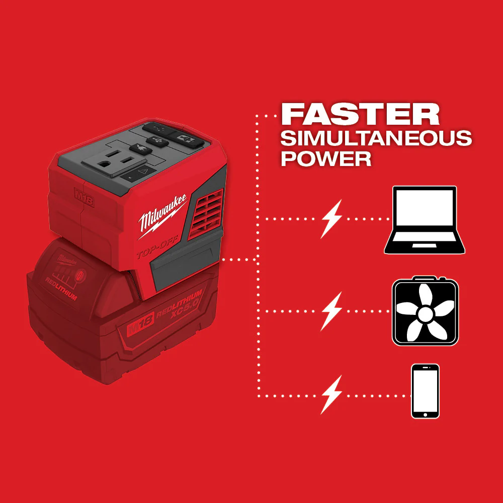 Milwaukee M18 Cordless TOP-OFF 175W Power Supply - Tool Only - Image 4