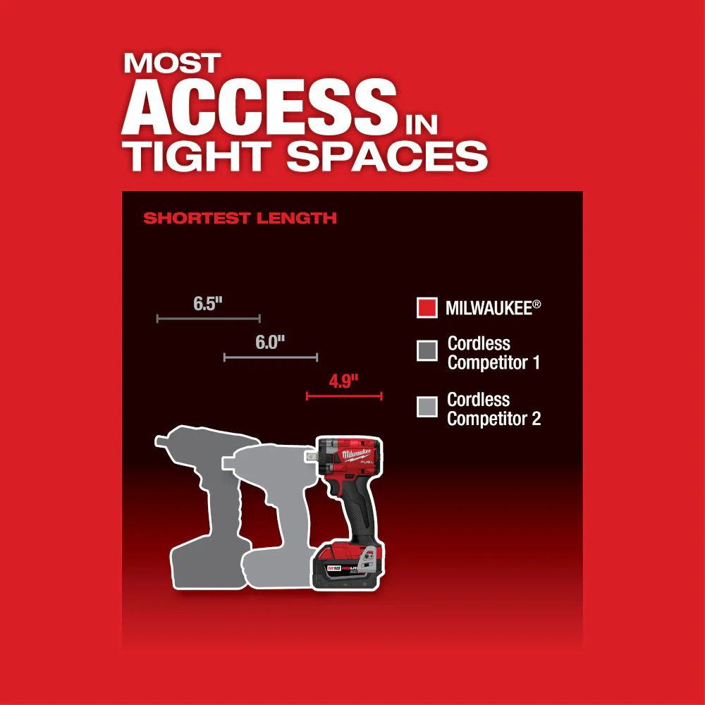 Milwaukee M18 FUEL™ 1/2" Compact Impact Wrench Kit w/ Pin Detent - Image 6