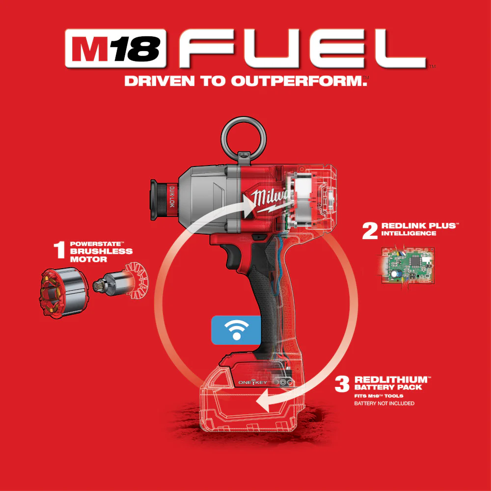 Milwaukee M18 FUEL Cordless 7/16" Hex Utility HTIW w/ ONE-KEY  - Tool Only - Image 6