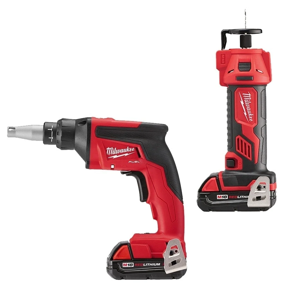 Milwaukee M18 FUEL Brushless Cordless Drywall Screw Gun Compact Kit w/ M18 Cutout Tool