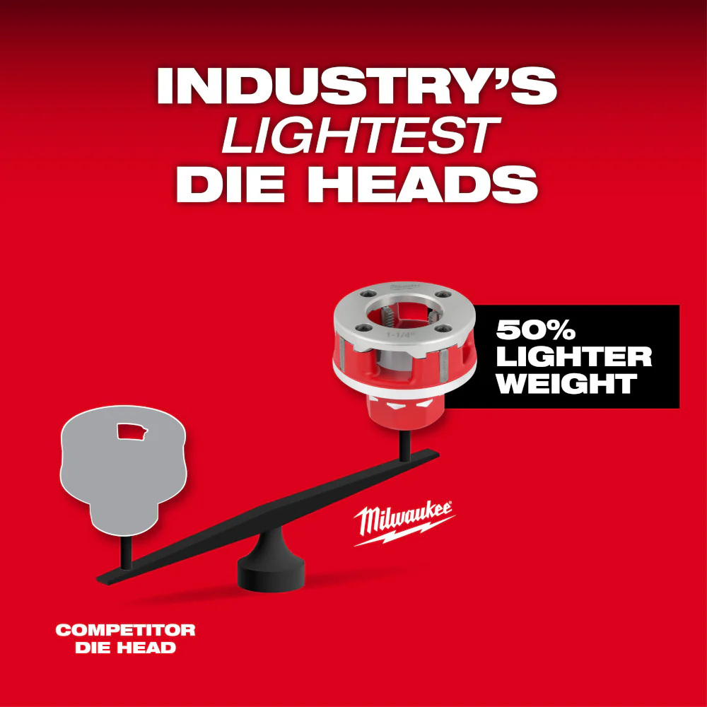 Milwaukee M18 FUEL ONE-KEY Cordless Compact Pipe Threader w/ 1/2 - 1-1/4" NPT Forged Aluminum Die Heads - Image 9