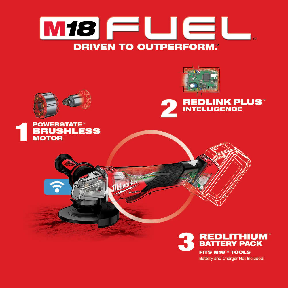 Milwaukee M18 FUEL 4-1/2"/5" Braking Grinder w/ ONE-KEY - Image 4