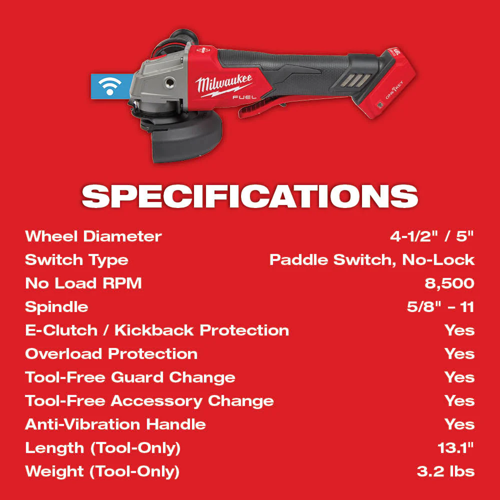 Milwaukee M18 FUEL 4-1/2"/5" Braking Grinder w/ ONE-KEY - Image 5