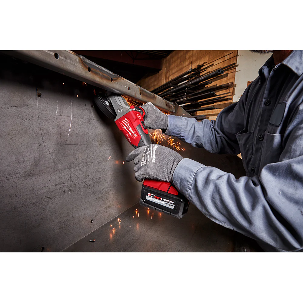 Milwaukee M18 FUEL 5" Flathead Braking Grinder, Slide Switch Lock-On - Image 12