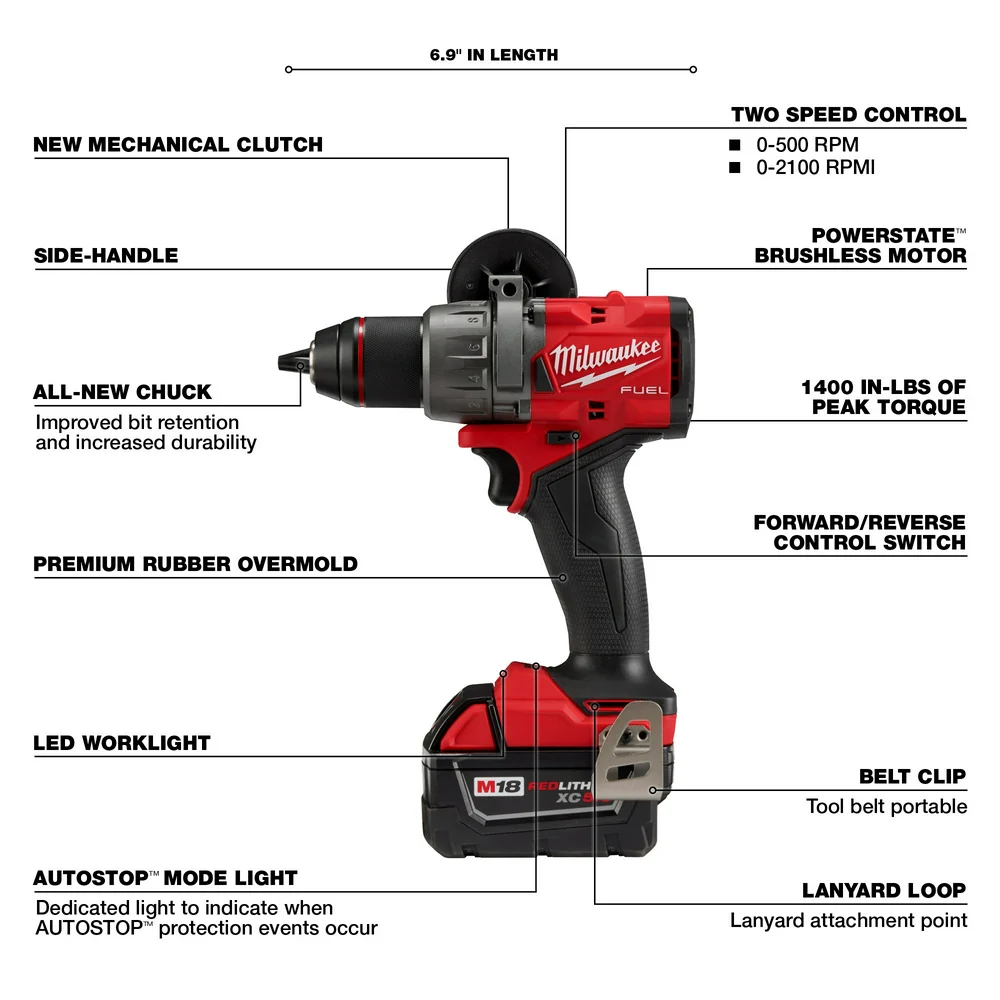 Milwaukee M18 FUEL Cordless 1/2" Hammer Drill/Driver Kit - Image 4