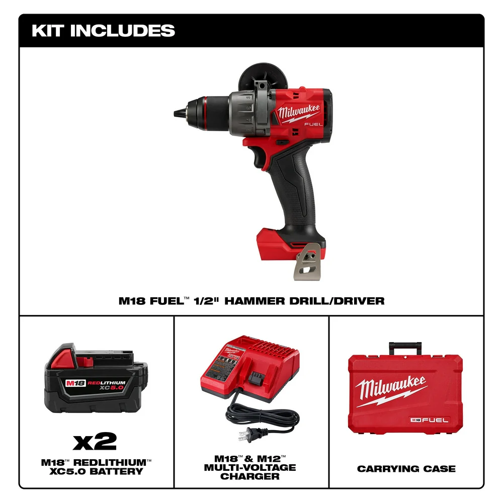 Milwaukee M18 FUEL Cordless 1/2" Hammer Drill/Driver Kit - Image 8