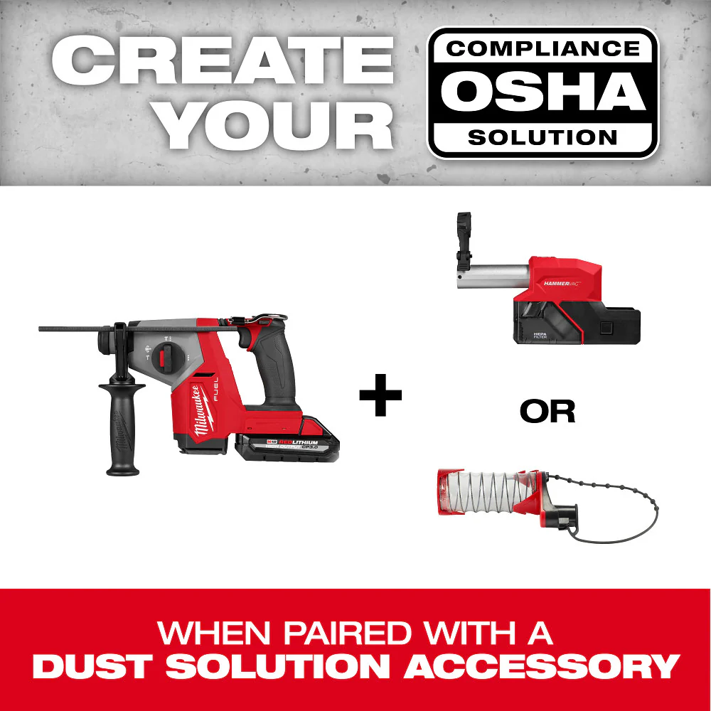 Milwaukee M18 FUEL 5/8" SDS+ Rotary Hammer w/ Dust Extractor Kit - Image 9