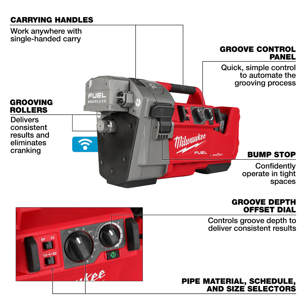 Milwaukee M18 FUEL RINGER™ Roll Groover For 1-1/4" - 4" Sch 10/40, 6" Sch 10 - Image 7
