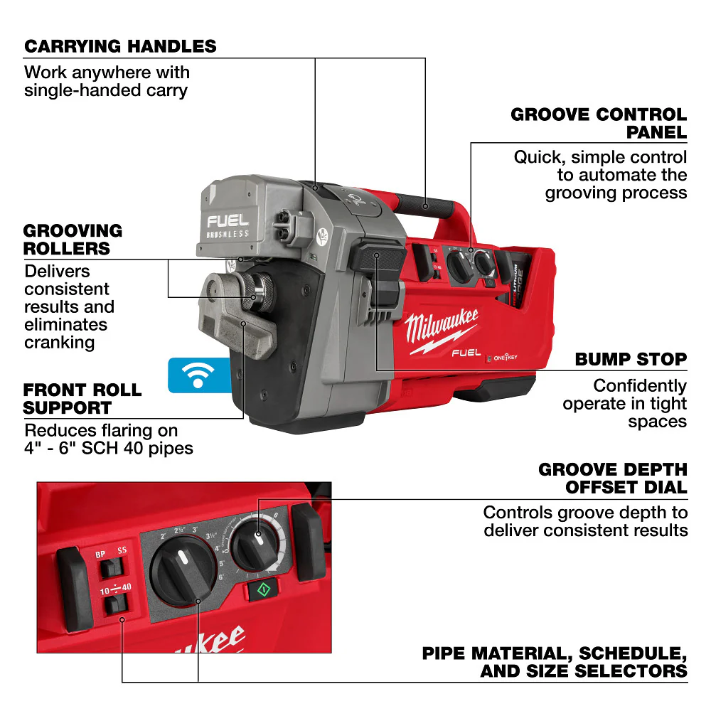 Milwaukee M18 FUEL RINGER™ Roll Groover For 2" - 6" Sch 10/40 - Image 7
