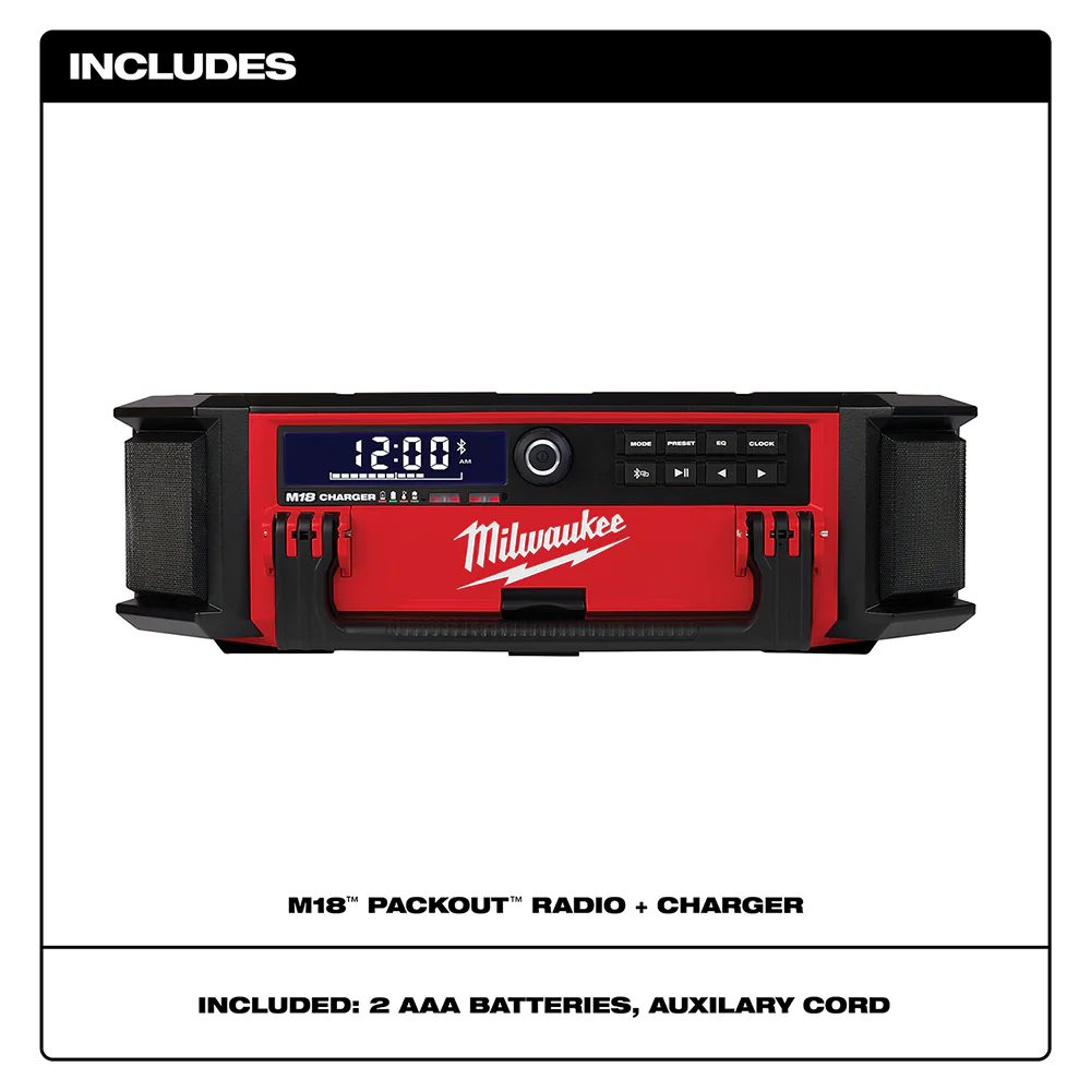 Milwaukee M18 Cordless PACKOUT Radio + Charger - Tool Only - Image 2