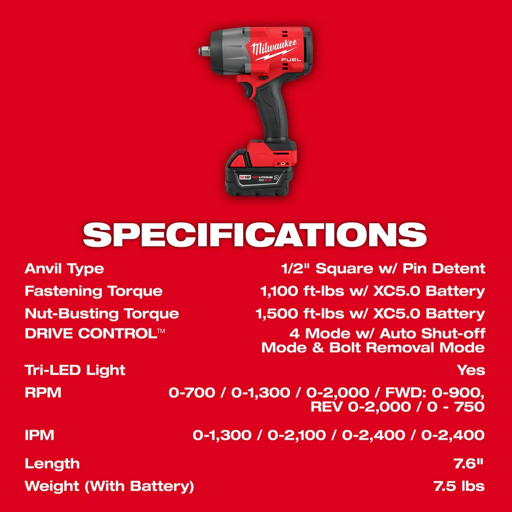 Milwaukee M18 FUEL 1/2" High Torque Impact wrench w/ Friction Ring Kit - Image 8