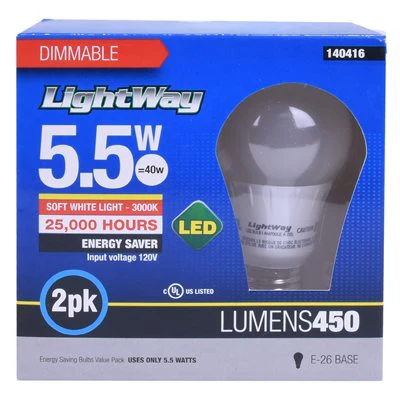 2PK A19 LED Dimmable E26 Bulb Soft White - Image 2