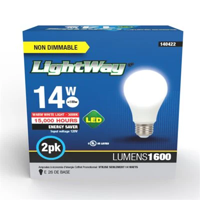 2PK A19 LED Non-Dimmable E26 Bulb Warm White - Image 6