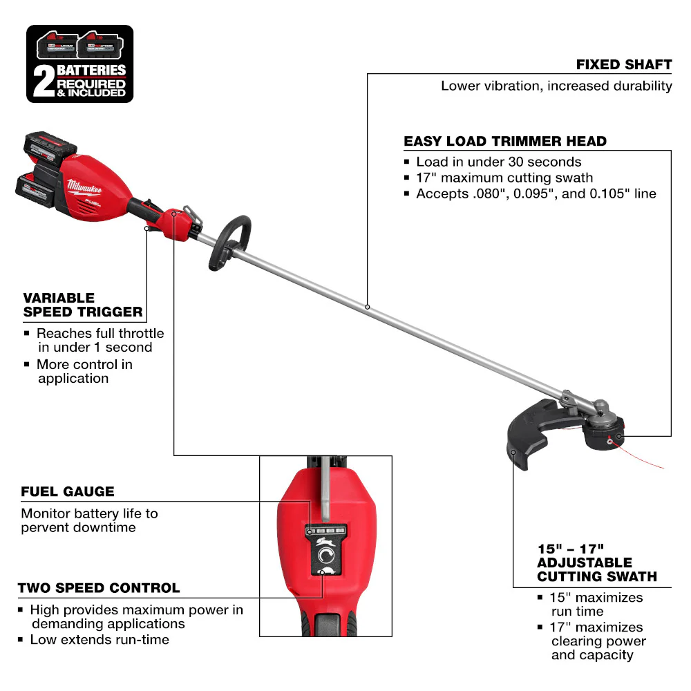 Milwaukee M18 FUEL™ 17” Dual Battery String Trimmer Kit - Image 7