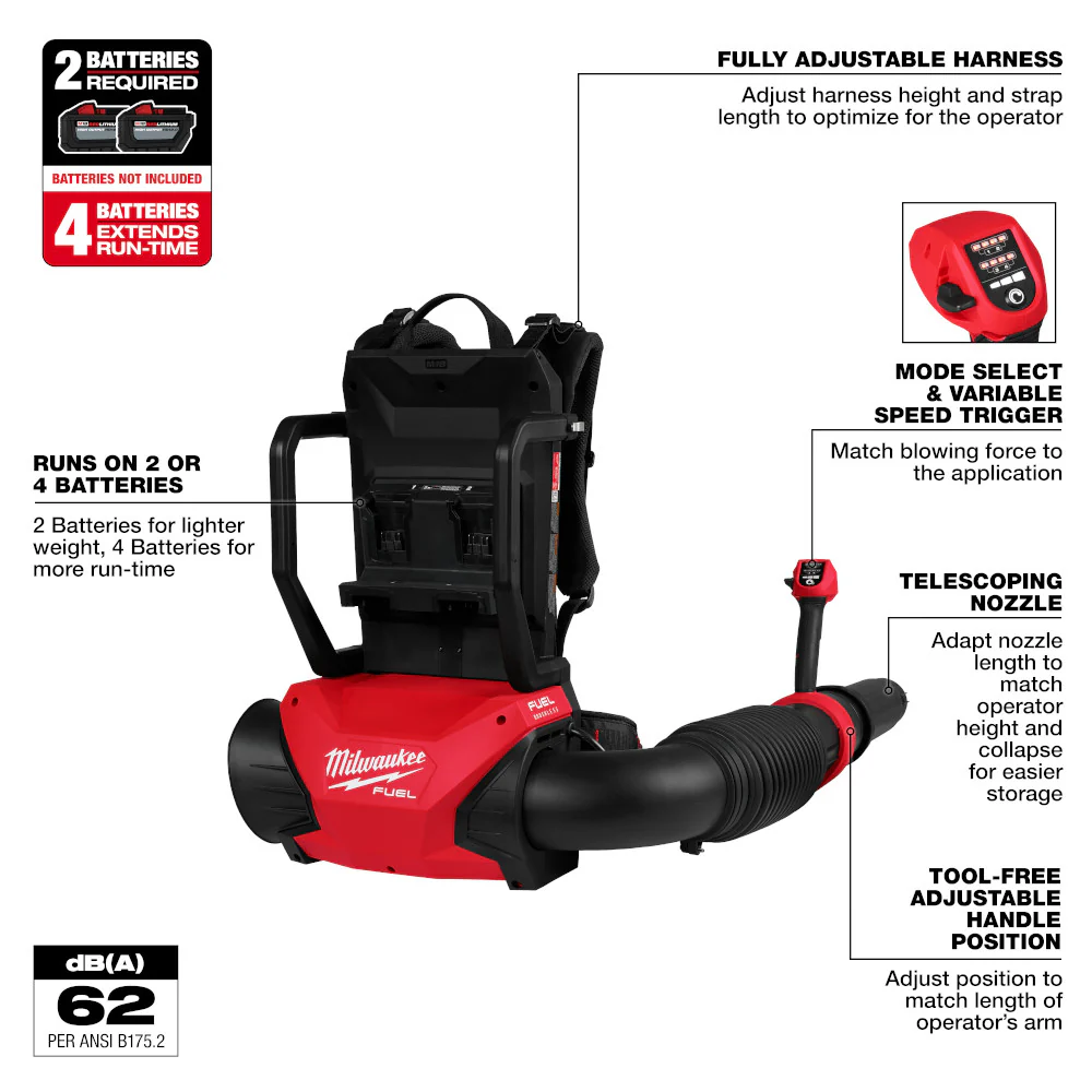 Milwaukee M18 FUEL Dual Battery Backpack Blower - Image 5