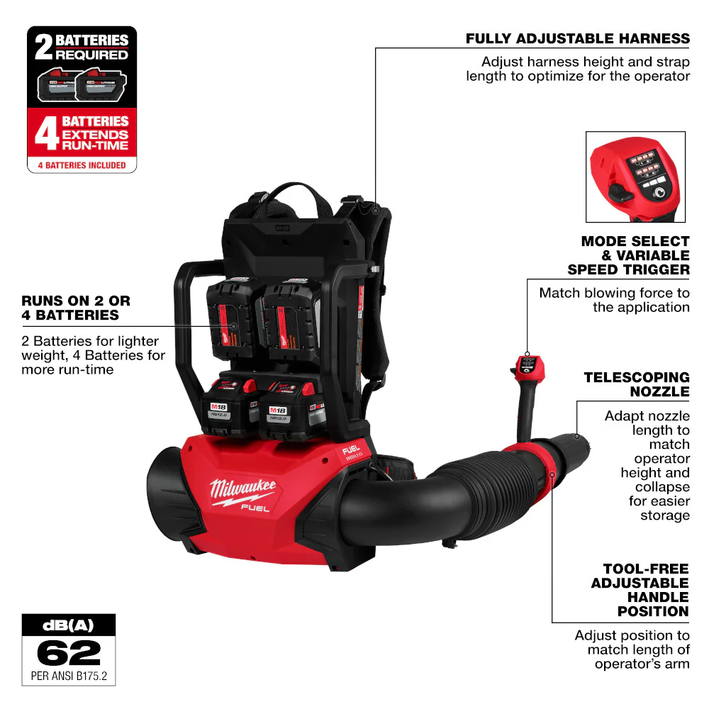 Milwaukee M18 FUEL™ Dual Battery Backpack Blower Kit - Image 8