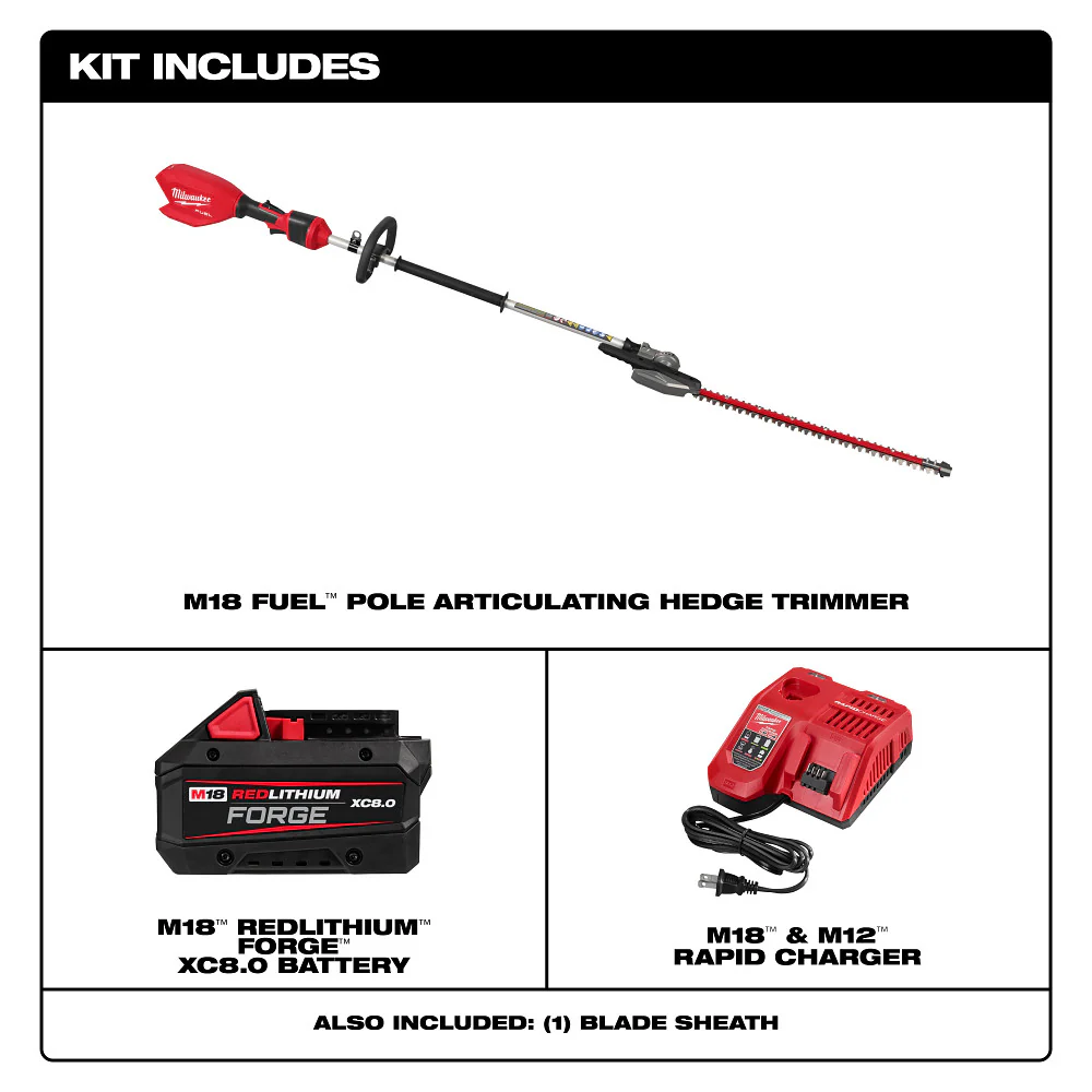 Milwaukee M18 FUEL Pole Articulating Hedge Trimmer Kit - Image 5
