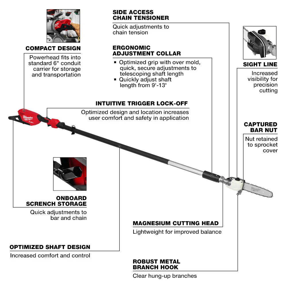 Milwaukee M18 FUEL™ Cordless Telescoping Pole Saw - Tool Only - Image 5