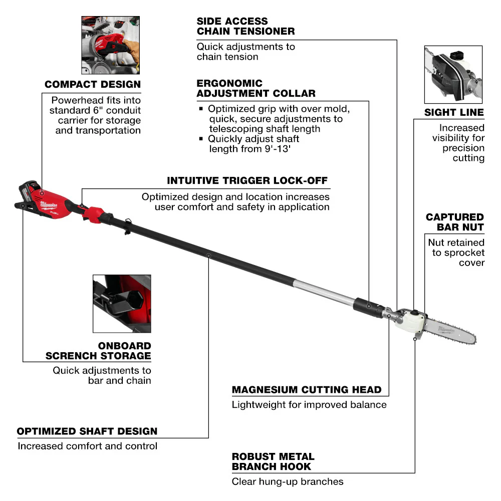 Milwaukee M18 FUEL™ Telescoping Pole Saw Kit - Image 6