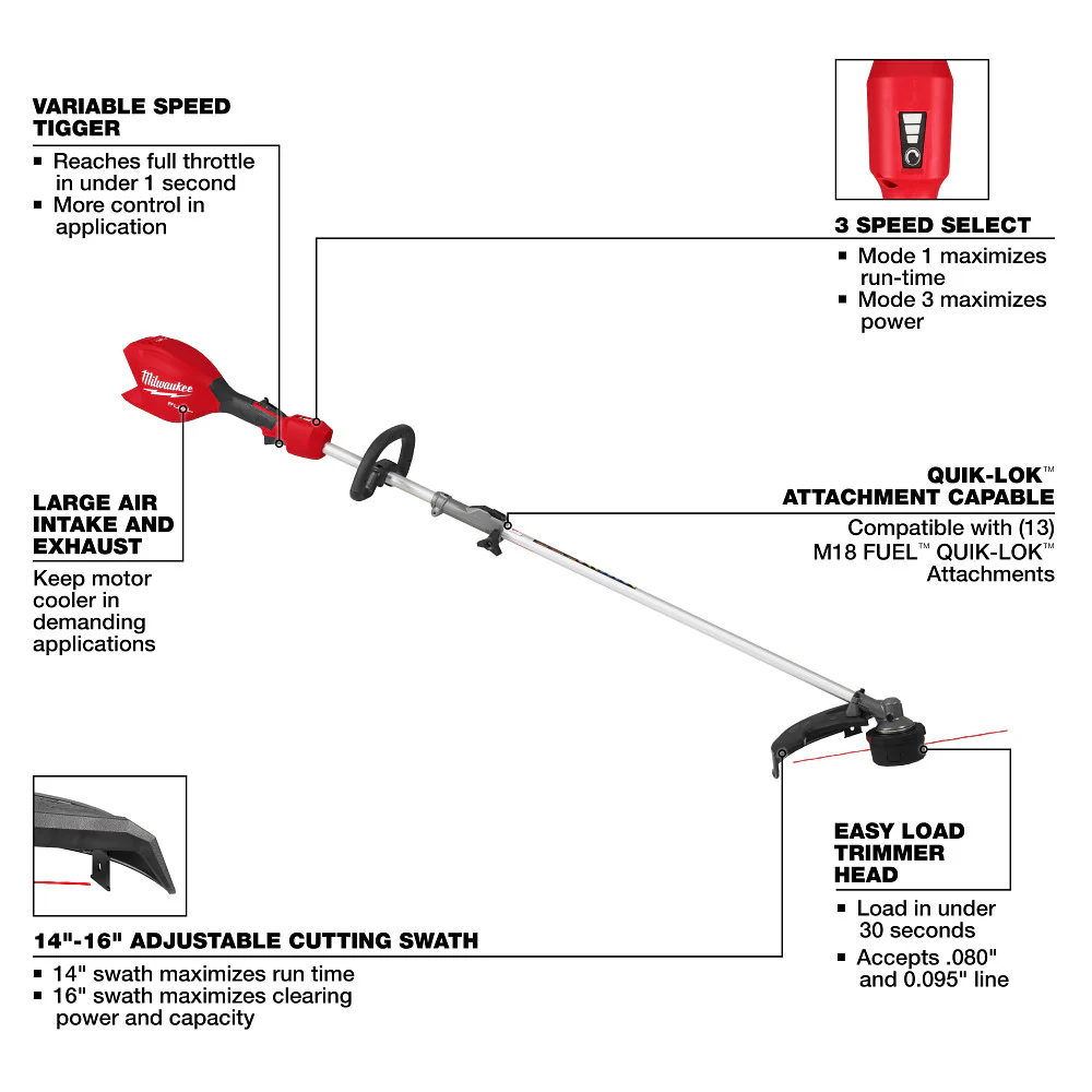 Milwaukee M18 FUEL™ String Trimmer w/ Gen II QUIK-LOK™ - Tool Only - Image 7