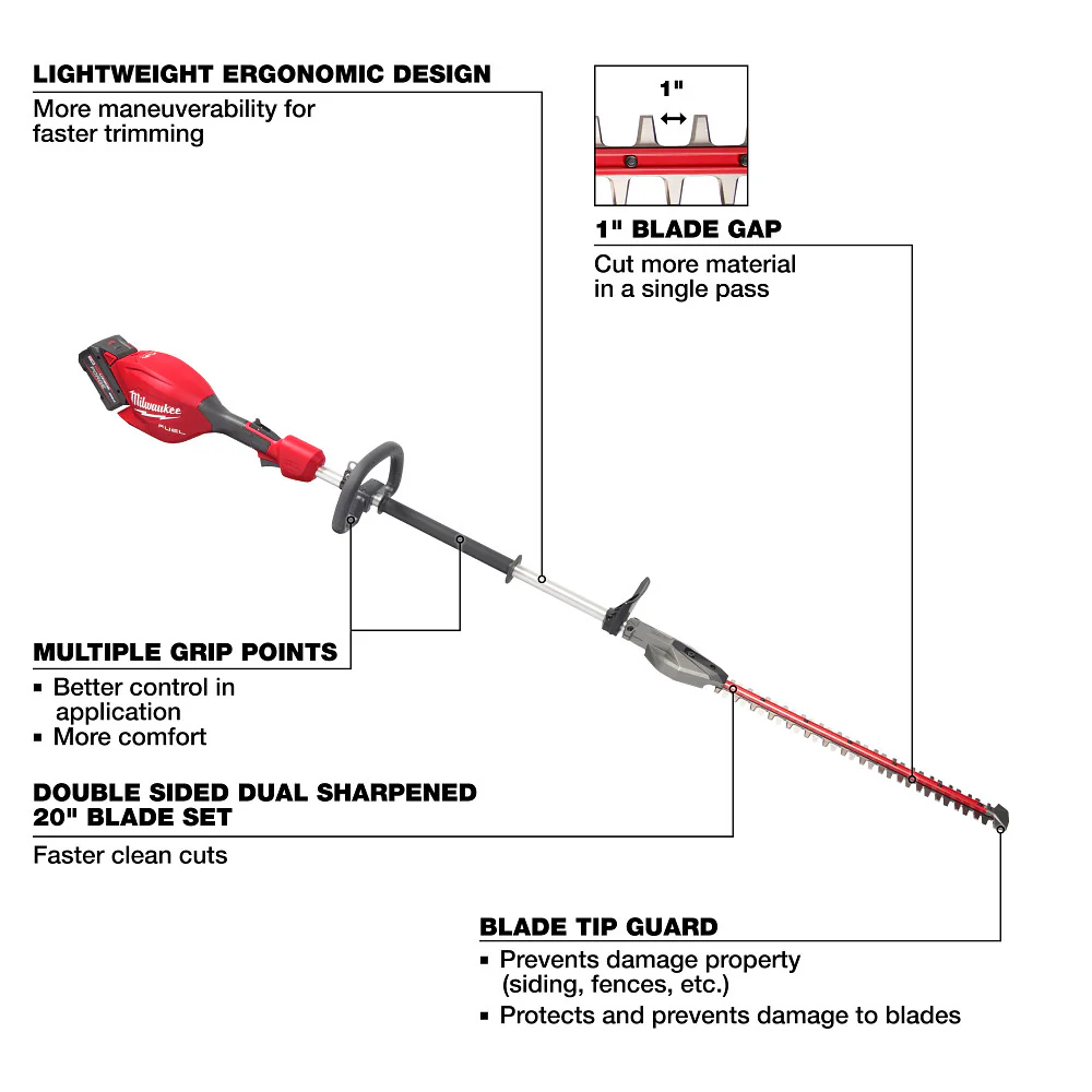 Milwaukee M18 FUEL™ Short Pole Hedge Trimmer Kit - Image 4