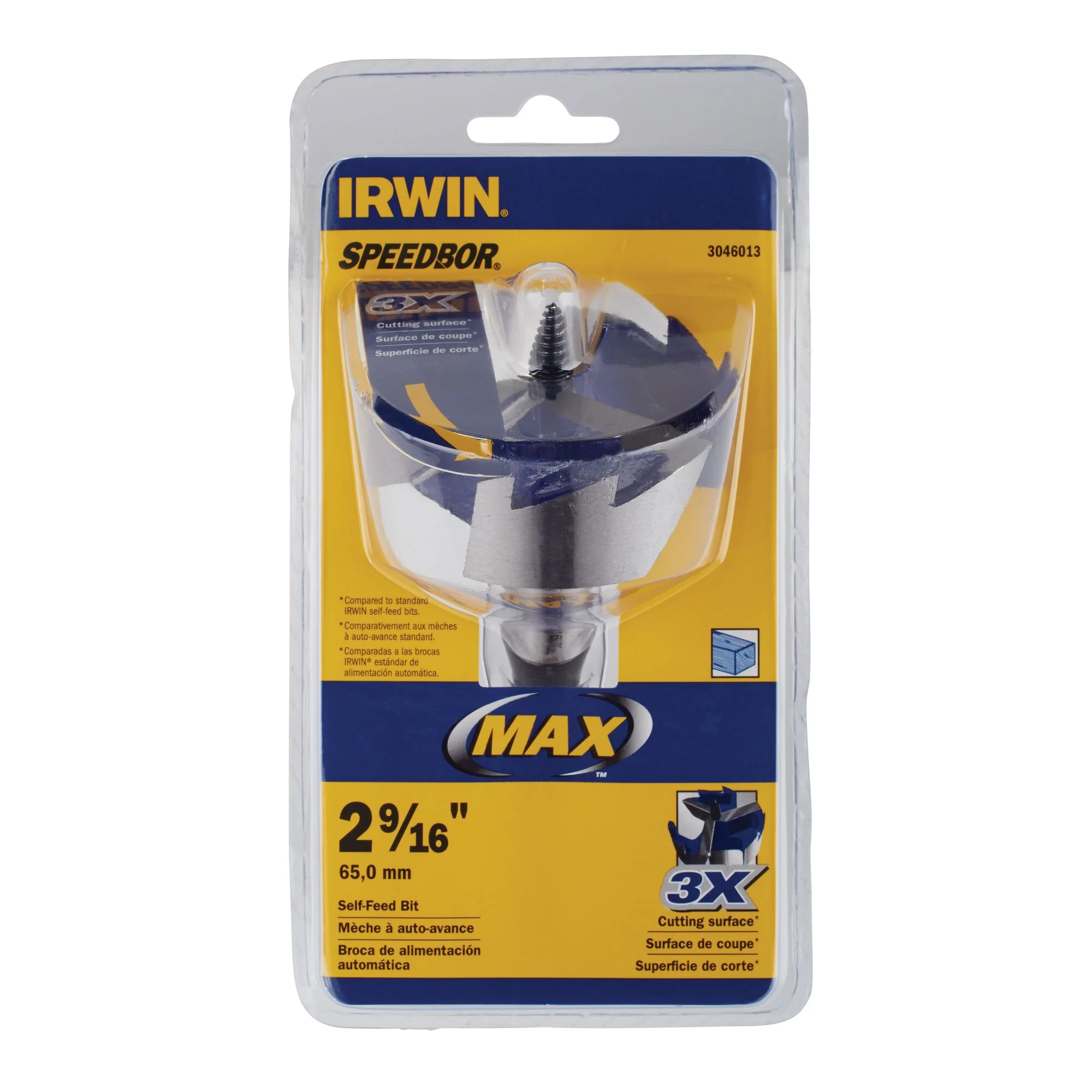 Irwin 3-Cutter Self Feed Wood Drill Bit - 2-9/16" - Image 2