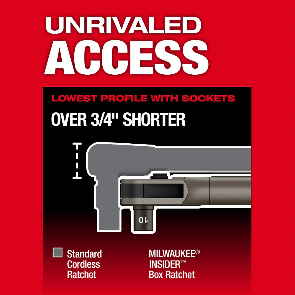 Milwaukee M12 FUEL™ INSIDER™ Extended Reach Box Ratchet - Tool Only - Image 5