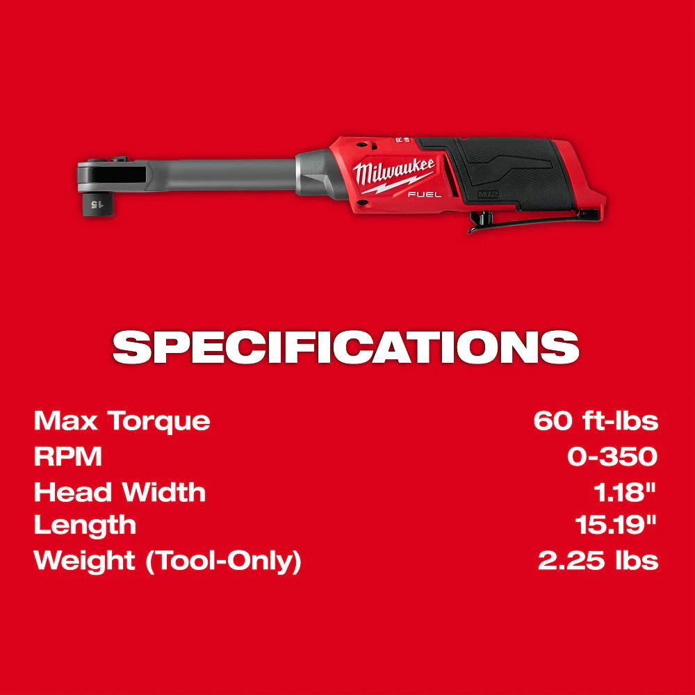 Milwaukee M12 FUEL™ INSIDER™ Extended Reach Box Ratchet - Tool Only - Image 8
