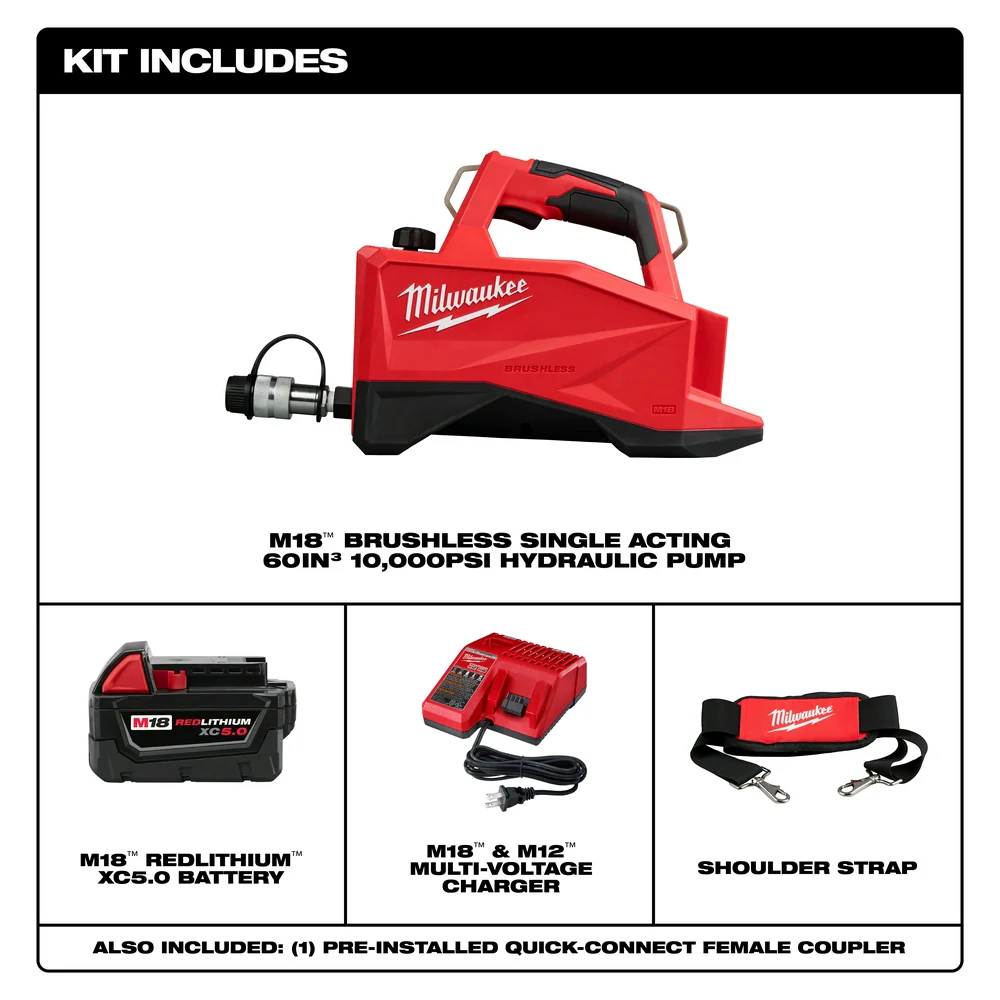Milwaukee M18™ 60" 3 10,000psi Brushless Single Acting Hydraulic Pump - Image 2