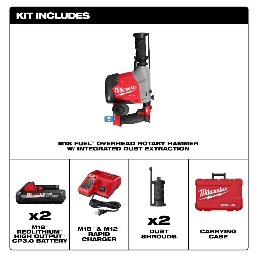 Milwaukee M18 FUEL™ Overhead Rotary Hammer w/ Integrated Dust Extraction - Image 6
