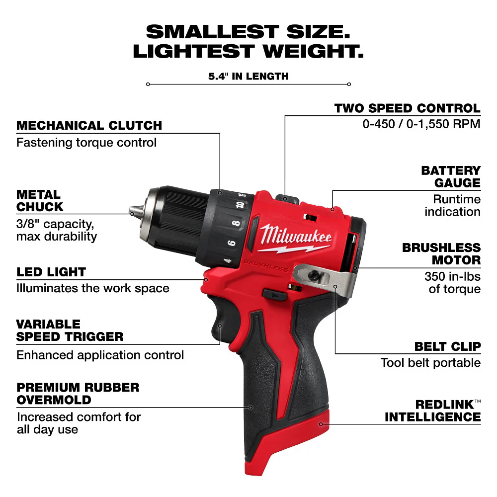 Milwaukee M12 Subcompact Brushless 3/8" Drill/Driver - Tool Only - Image 3