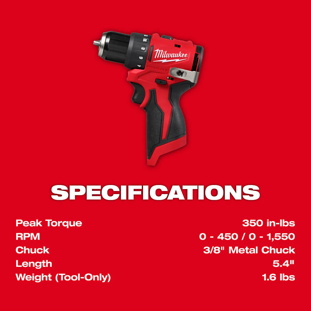 Milwaukee M12 Subcompact Brushless 3/8" Drill/Driver - Tool Only - Image 4