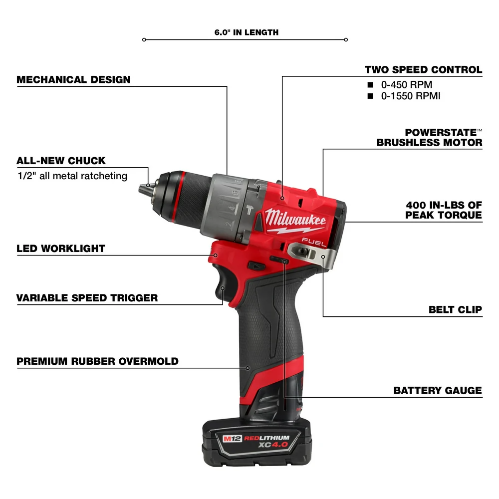 Milwaukee M12 FUEL 1/2" Hammer Drill/Driver Kit - Image 4