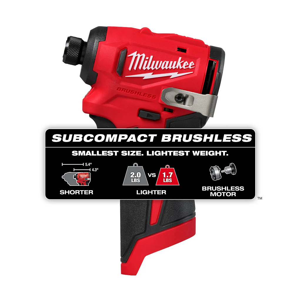 Milwaukee M12 Subcompact Brushless 1/4" Hex Impact Driver - Tool Only - Image 2