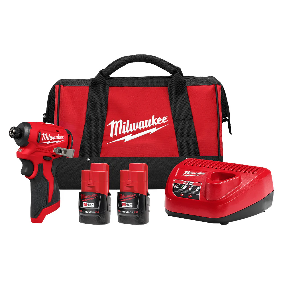 Milwaukee M12 Subcompact Brushless 1/4" Hex Impact Driver Kit