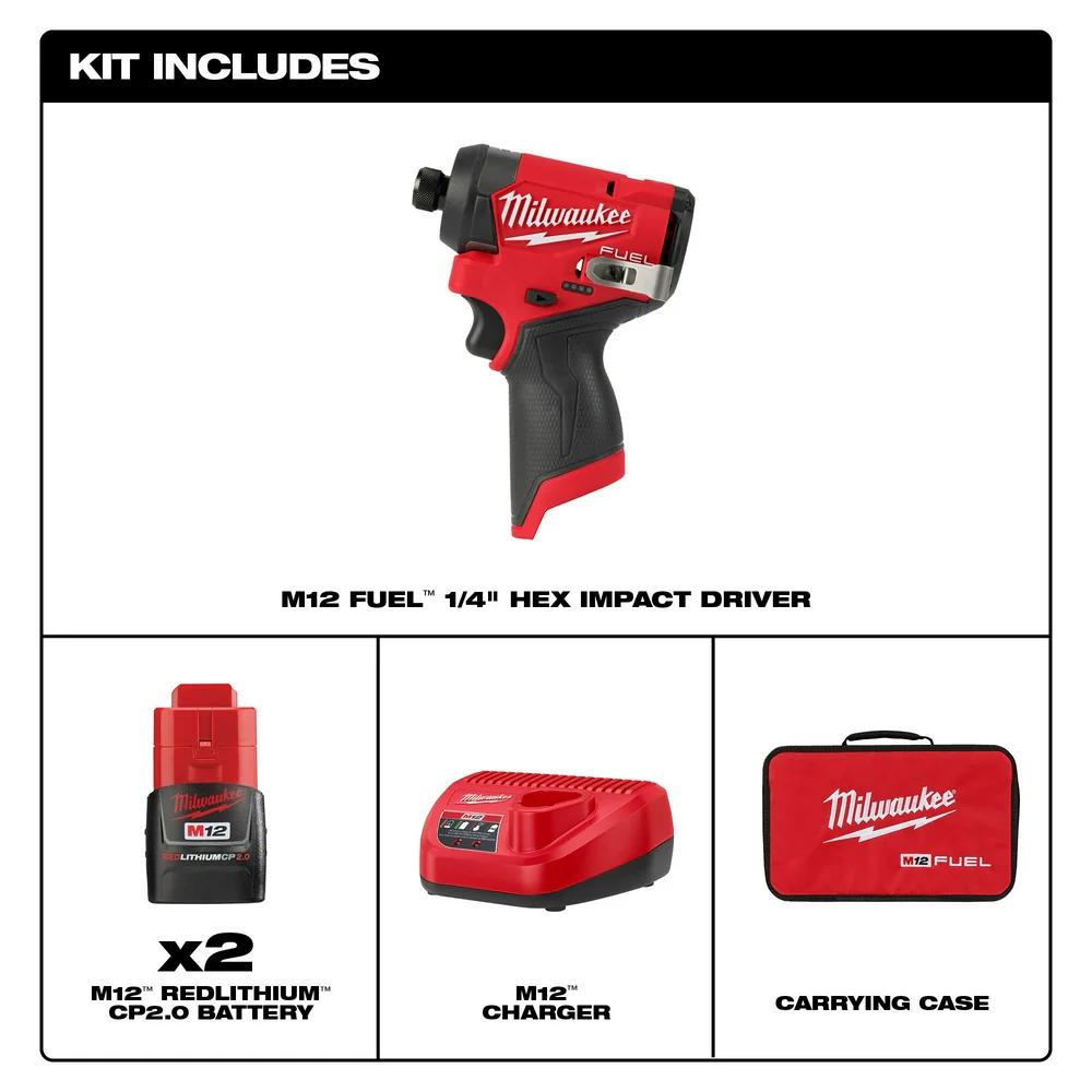 Milwaukee M12 FUEL 1/4" Impact Driver Kit - Image 8