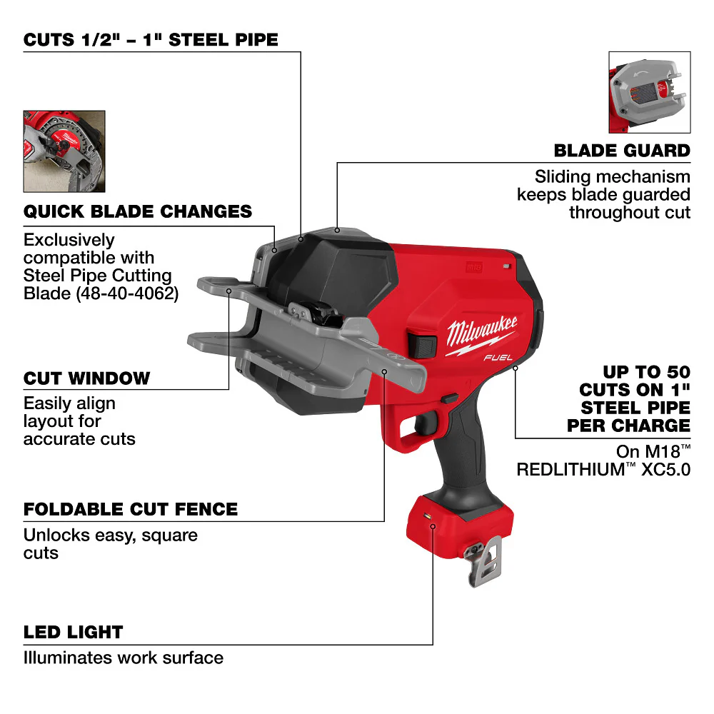 Milwaukee M18 FUEL 1/2" - 1" Steel Pipe Cutter - Tool Only - Image 9