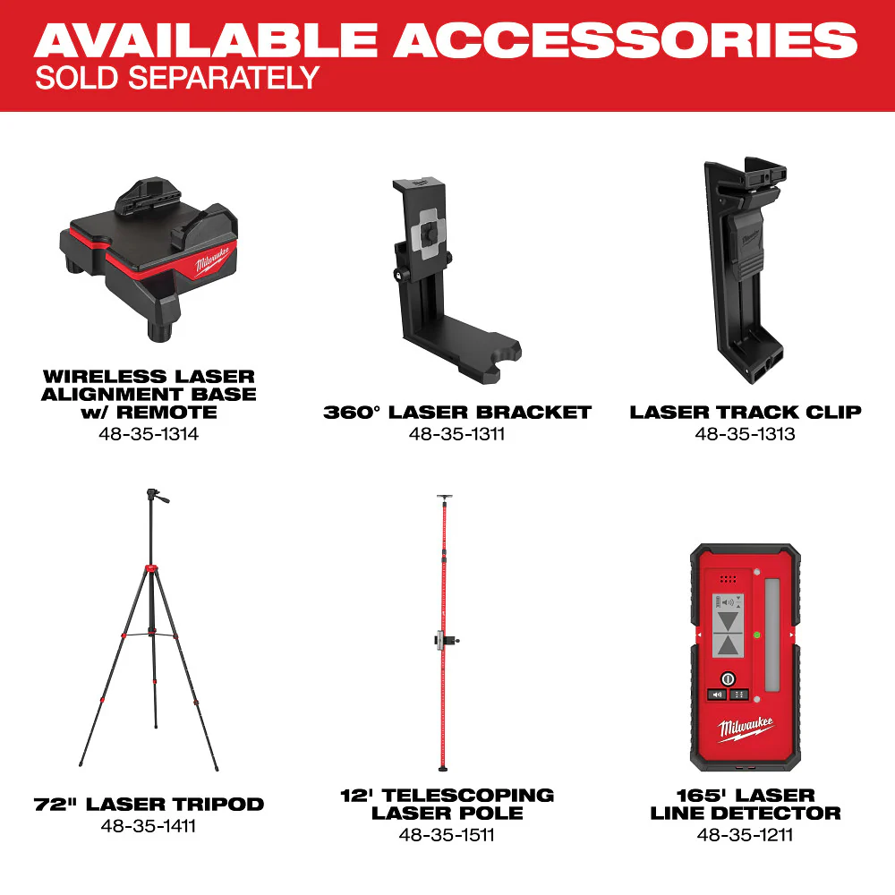 Milwaukee M12™ Green 360° 3-Plane Laser w/Automatic Alignment & Receiver - Image 10